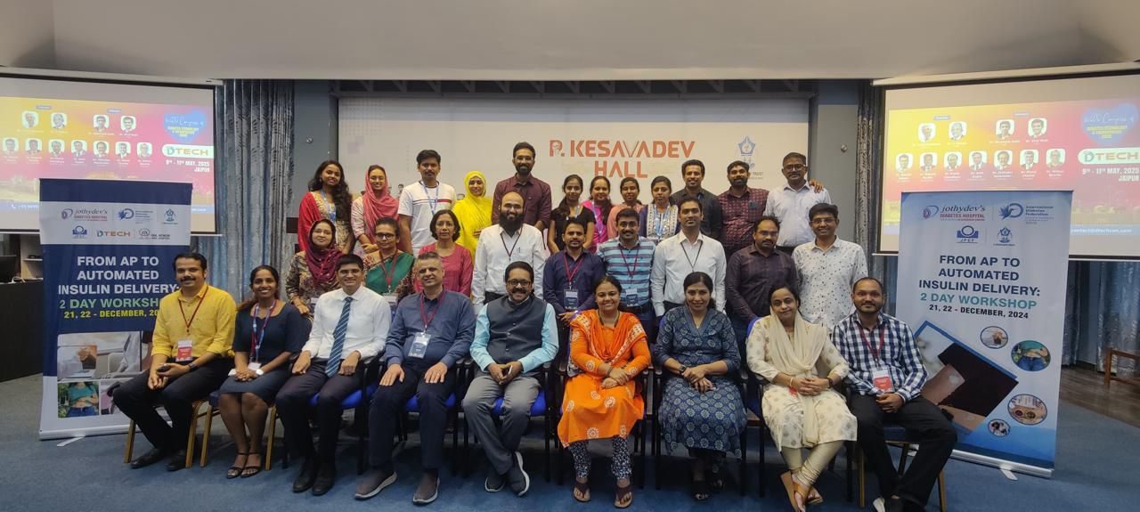 Physicians at the two-day From AP to Automated Insulin Delivery workshop, P. Kesavadev Hall, Jothydev's Diabetes Research Institute, December 2024.